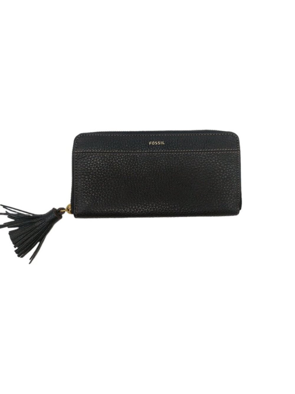 Fossil Grained Leather Wallet Black Wallet Black tassel 4"x 8"